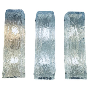 Vintage Textured Iced Glass Wall Lights (3 Available), 1970s