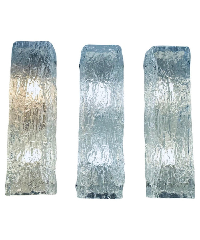 Vintage Textured Iced Glass Wall Lights (3 Available), 1970s