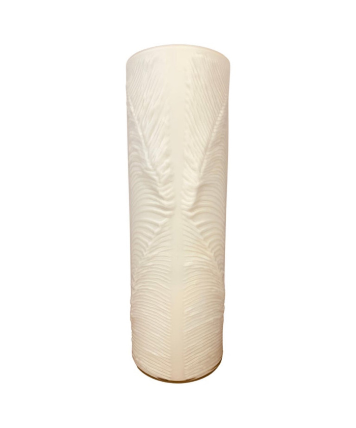 1970s Peill & Putzler White Feather Cylindrical Vase