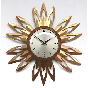 Large Sunburst Style Vintage Wall Clock By Smiths