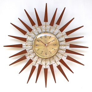Large Vintage Sunray Style Wall Clock, 1970s