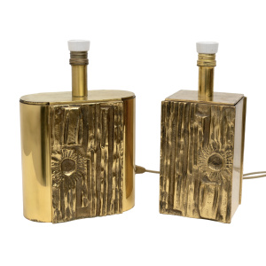 Attributed Angelo Brotto Mid-century Modern Brass Table Lamps by Esperia, Pair