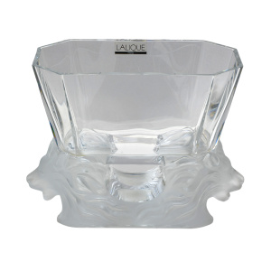 "Venice" Art Decò Crystal Vase Signed Lalique, France 1960s