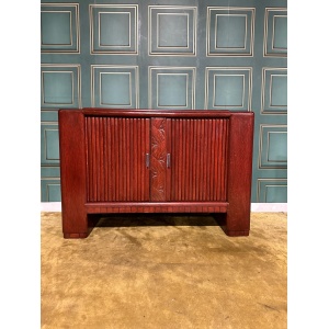Vintage Oak Sideboard With Tambour Doors