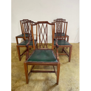 Set of five “Warings & Gillow” Edwardian mahogany inlaid chairs,including carver
