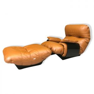 French Marsala armchair with footstool by M.Ducaroy for Ligne Roset
