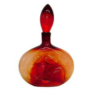 Vintage Tangerine Amberina Italian Empoli Rossini Glass Decanter Blenko Style, 1960s
