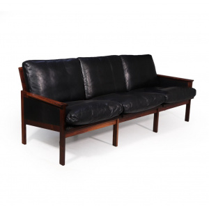 Danish Rosewood And Leather Capella Sofa By Illum Wikkelso