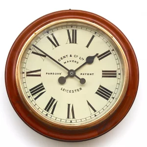 Rare Mahogany & Beech Wall Clock By Gent & Co, 1940s